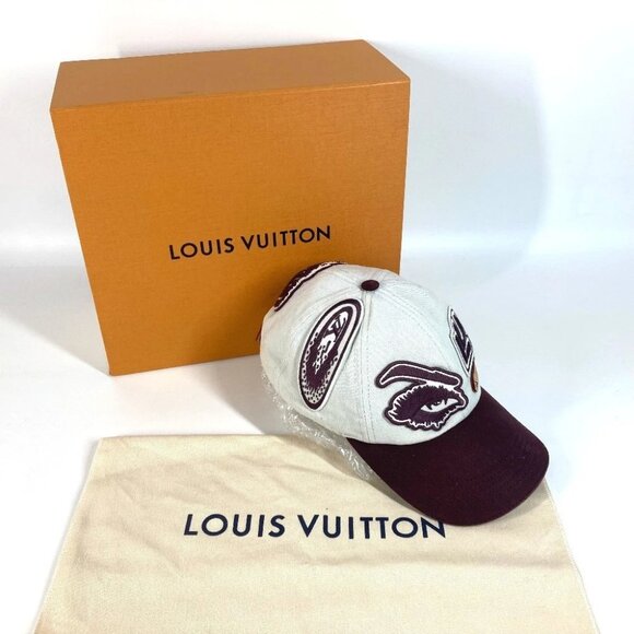 LOUIS VUITTON M7176L Cap League hat cap baseball cap cotton White/wine-red - Picture 7 of 13